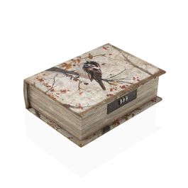 Libro Joyero con Contraseña Pájaro Versa 7x22 cm - Madera MDF, Espejo y Globo Aerostático (2 Unidades)