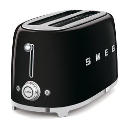 Smeg TSF02BLEU Tostador 4 rebanadas 2 ranuras Negro Acero Inoxidable 1500W