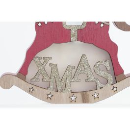 DKD Home Decor Decoración Luminosa Navidad Tradicional Caballo Madera LED Blanco Rojo, Set 6 Unidades Surtidas con Pilas LR44