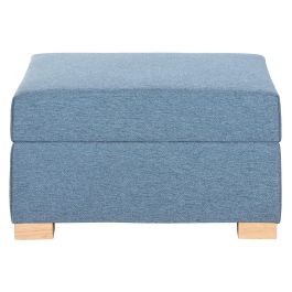 DKD Home Decor Reposapiés Urban Azul Poliéster Madera 50 x 70 x 40 cm con Almacenaje Interior
