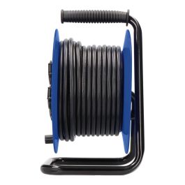 Edm Enrollacables 25m 3x2,5mm² 4 Tomas T/TL con Protector Térmico 3000W 230V Profesional