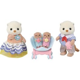 Sylvanian Families Familia Nutria Marina con 4 Figuras y Carro de Bebés Concha - Set de Juego 5803