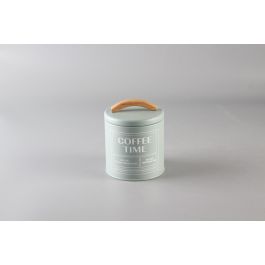 DKD Home Decor Bote Scandi de Metal y Bambú Verde Menta 11.3 x 13.7 x 11.3 cm (12 Unidades)