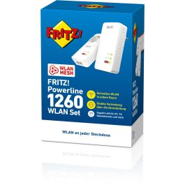 AVM 1260E FRITZ!Powerline WLAN Set 1200 Mbit/s, Gigabit Ethernet, Wi-Fi, con Enchufe Integrado, Blanco