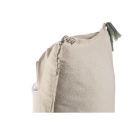 DKD Home Decor Cojín Boho de Algodón y Yute Natural Verde con Borlas 45 x 45 cm (2 Unidades)