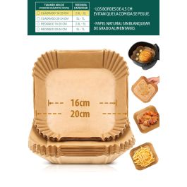 Algon Set de 20 Bases de Papel para Airfryer, 20 x 20 x 4 cm (24 Unidades)