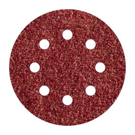 Wolfcraft Hojas de Lija Adhesivas Perforadas Corindón Ø125 mm Grano 80, Trasera Autoadherente, Pack 5 Unidades