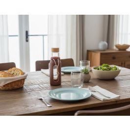 Bewinner Botella de Agua de Vidrio y Silicona 560ml 7x7x22.5 cm