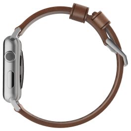 Nomad NM1A4RSM00 Correa Moderna de Cuero Marrón con Hebilla Plateada de Acero Inoxidable para Apple Watch (Series Sport/Edition/Estándar, 46/49mm)