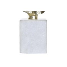 DKD Home Decor Figura Decorativa de Hoja en Aluminio y Mármol, Colores Dorado y Blanco, Medidas 28x8x25 cm, Pack 2 Unidades