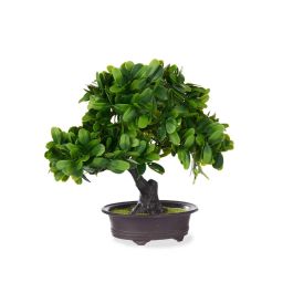 Ibergarden Bonsái Plástico con Flores Verdes, 27x28x14 cm (8 Unidades)