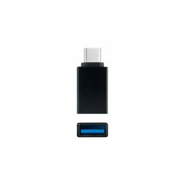 Nanocable 10.02.0010 Adaptador USB Tipo-C Macho a USB 3.1 Hembra (USB-A), Carga y Datos, 31mm, Aluminio Negro