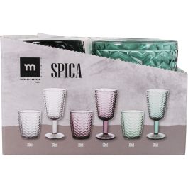 La Mediterranea Vaso Spica de 290 cc en color Verde, con un diámetro de 8 cm y altura de 10 cm, peso de 270 gramos. (48 Unidades)