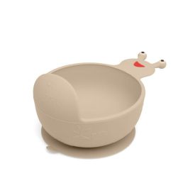 KioKids Cuenco de Silicona Caracol Beige Antideslizante con Ventosa para Bebé +6 Meses Apto Microondas y Lavavajillas