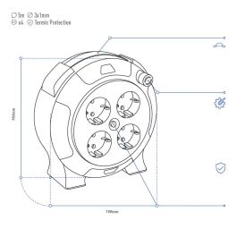 Enrollacables 05 m 3 g 1,00 mm² 4 tomas bipolares con t/tl hogar con protector termico