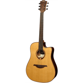 LAG Tramontane 118 A/E Guitarra Acústica Dreadnought Cutaway Tapa Cedro Rojo Macizo Natural Brillante