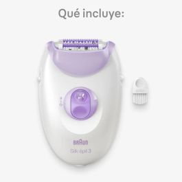 Braun 3-000 Epiladora Silk-épil 3 con 20 Pinzas MicroGrip, Luz Integrada, 2 Velocidades y Alimentación por Corriente Alterna Púrpura Blanco