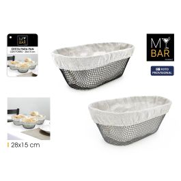 Cesta Pan Metal Oval con Forro 28x15 cm My Bar - Inde (12 Unidades)