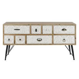 Mueble de TV DKD Home Decor 120 x 40 x 61 cm Abeto Natural Metal Blanco