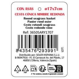 Privilege Cesta Cónica de Mimbre Redonda con Asa Ø 17x7 cm (18 Unidades)