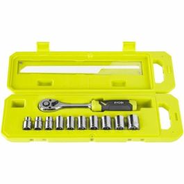 Ryobi RYO4892210225214 - Set Llave Carraca 90 Dientes (4°) y 10 Vasos 3/8'' (8-17mm) en Caja Compatible Ryobi LINK