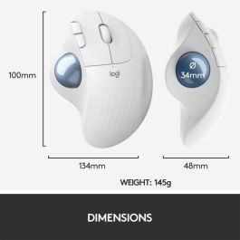 Logitech ERGO M575 Ratón Trackball Inalámbrico RF/Bluetooth, 2000 DPI, Blanco, Incluye Receptor Nano y Pilas, Para Mano Derecha