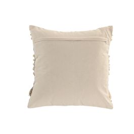 DKD Home Decor Cushions abril 25 natur a Cojín Boho Crudo de Algodón 45x45 cm hecho a mano con cremallera - Pack 2 Unidades