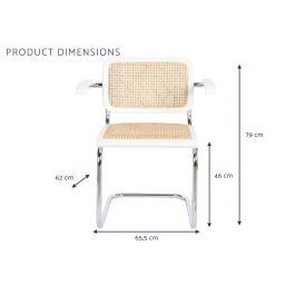 Silla con Reposabrazos DKD Home Decor Blanco Plateado Natural Ratán Madera de olmo 65,5 x 62 x 79 cm