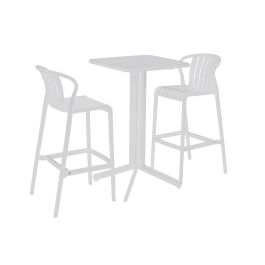 Conjunto de Mesa con 2 Sillas Home ESPRIT Blanco Metal Polipropileno 60 x 60 x 102 cm Conjunto de Mesa con 2 Sillas Home ESPRIT Blanco Metal Polipropileno 60 x 60 x 102 cm