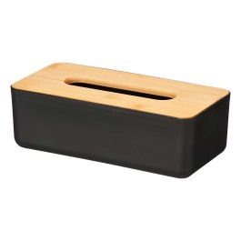 Porta Pañuelos Negro con Tapa de Bambú 26 cm - Berilo (8 Unidades) Porta Pañuelos Negro con Tapa de Bambú 26 cm - Berilo (8 Unidades)
