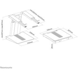 Neomounts NSLS200 Soporte Plegable Universal para Portátil 10-17" hasta 5 kg Altura Ajustable 20,7-26,7 cm Plateado
