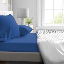 Home Linge Passion HP71775 Sábana bajera ajustable de Microfibra Azul para cama 180x200 cm, capó 30 cm (82g)