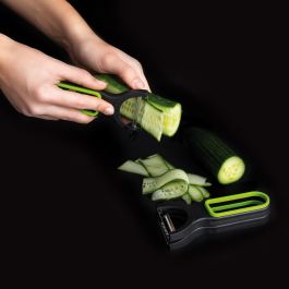 Quid Set de 3 Peladores de Cocina Veggy Verde de Metal 19x10x5 cm Apto Lavavajillas