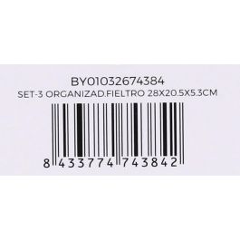 Confortime Set de 3 Organizadores de Fieltro 28 x 20.5 x 5.3 cm (6 Unidades)