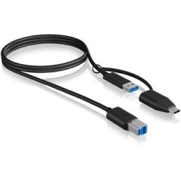 ICY BOX Cable USB-A a USB-B (ST-ST) 1m con Adaptador USB-A a USB-C (BU-ST) Negro