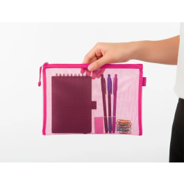 Liderpapel Bolsa Zipper Bag Poliester Transpirable Multiusos DIN A5 Rosa