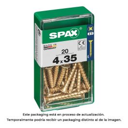 Spax 4081020400351 Caja 20 unid. tornillo madera universal rosca completa cabeza plana Yellox 4,0x35mm 4CUT Ranura Cruz Z2 Precio: 2.78999985. SKU: S7913890