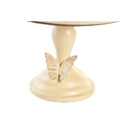 DKD Home Decor Centro de Mesa Chic Decoración Hogar Adorno Beige Resina Espejo Mariposas 22.6x24x18 cm (Largo x Ancho x Alto)