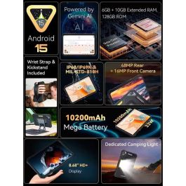 Cubot Tablet King Kong Mini, 6+128GB, Pantalla 8.68" HD+ 90Hz, Batería 10200 mAh, IP68/IP69K/MIL-STD-810H, Android 15