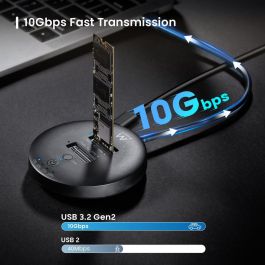 EWENT EW7078 Clonador SSD Doble Bahía USB 3.2 Gen 2 Estación de Acomplamiento M.2 NVMe SATA hasta 10Gbps Negro