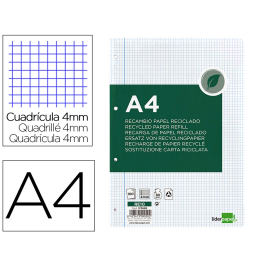 Liderpapel Recambio A4 100 Hojas Papel Reciclado 80gr Cuadro 4mm Con Margen 4 Taladros Precio: 3.50000002. SKU: B1JSWKB29F