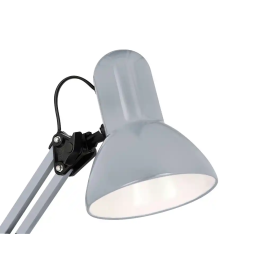 Q-connect Lámpara de Escritorio Polaris Metálica con Interruptor, Brazo Doble y 3 Articulaciones, Color Plata