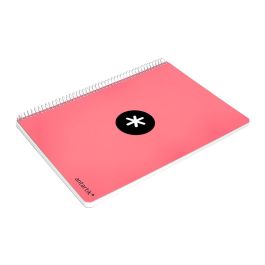 Cuaderno Espiral Antartik A4 Micro Tapa Dura 80 H 100 gr Cuadro 5 mm Sin Bandas 4 Taladros Color Coral