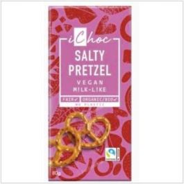 ICHOC Trozos de Pretzel Chocolate Salado Vegano Bio 80G - Snacks de Cacao y Almendra con Sal Marina y Pretzel Precio: 3.7900005. SKU: B1HKJ78K8C