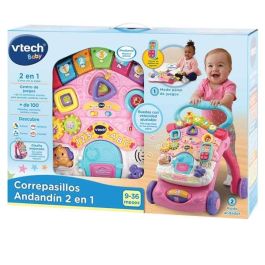 Vtech Andador Comienzandar 2 en 1 Rosa con Patas Plegables, Panel Extraíble, Luces y Sonidos