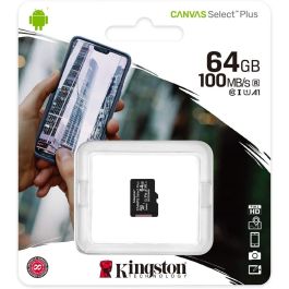 Tarjeta de Memoria Kingston CANVAS Select Plus 64GB microSD XC/ Clase 10/ 100MBs Tarjeta de Memoria Kingston CANVAS Select Plus 64GB microSD XC/ Clase 10/ 100MBs