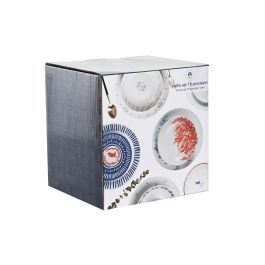 DKD Home Decor Vajilla completa de Porcelana estilo Scandi en Rosa y Blanco, Set de 18 Piezas, Apta para Microondas y Lavavajillas