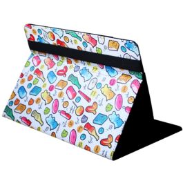 Silver ht Funda Universal para Tablets 9-11 Pulgadas, Estampado Cool Candy, Soporte Ajustable, Protección Agua y Manchas