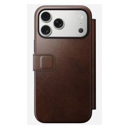 Nomad iPhone 17 Pro Max Funda Folio Modern Leather Rustic Brown con Cierre Magnético, MagSafe y Bolsillo para 3 Tarjetas
