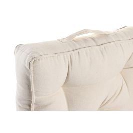 DKD Home Decor Cojín de Suelo Básico Beige de Lino y Algodón con Asa - Pack de 4 Unidades de 40x40x8 cm